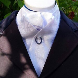 EPT02. White Pre Tied Jacquard Print Stock Tie