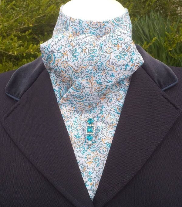 EPT13. White Poly Cotton Pre Tied Stock Tie with Print