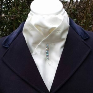 ET07. Ivory Embroidered Satin Self Tie Stock Tie