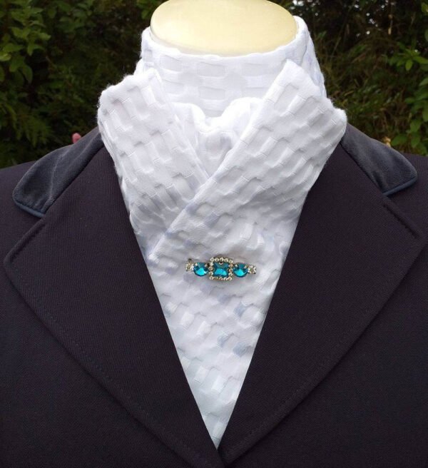 ET13.  White Jacquard Self Tie Stock Tie