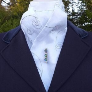 ET14.  White Taffeta Self Tie Stock Tie with Embroidery