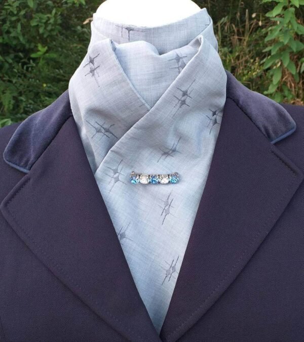 ET16.  Grey Embroidered Polyester Cotton Mix Self Tie Stock Tie
