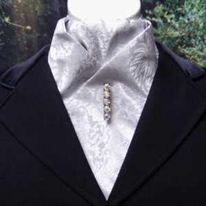 EPT16.  Silver Jacquard Satin Pre Tied Stock Tie