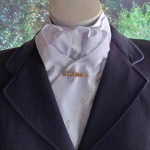 EPT18.  100% White Cotton Pre Tied Stock Tie with Embroidery