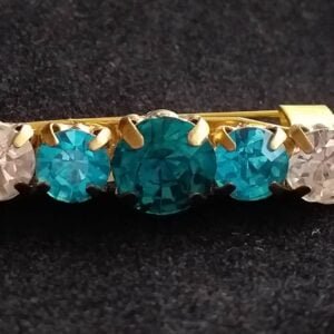 Blue rhinestone stock pin brooch