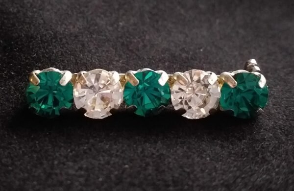 emerald glass rhinestone stock pin brooch
