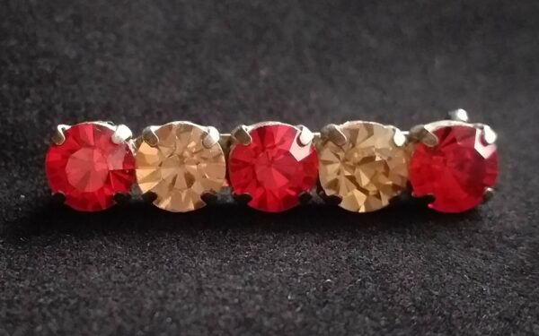 RSP02. Red and Gold Glass Crystal Rhinestone Stock Pin