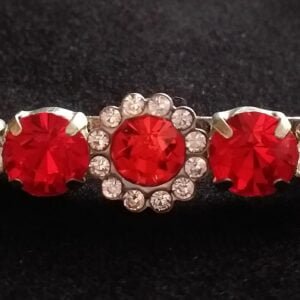 Red rhinestone stock pin brooch