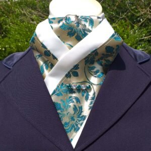 satin and brocade ready tied stock, pre tied stock, Dressage stock tie