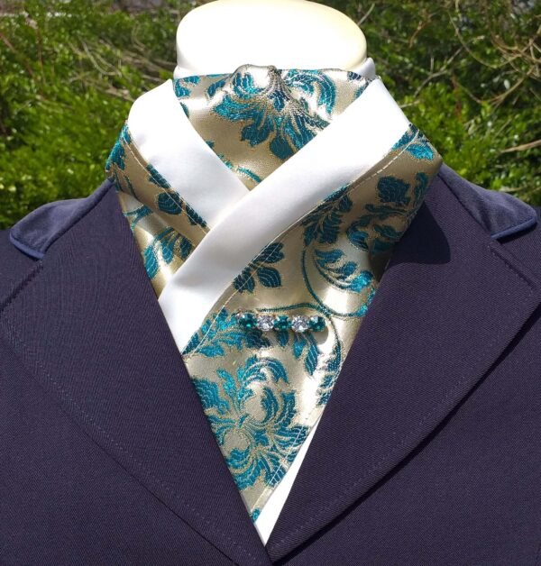 satin and brocade ready tied stock, pre tied stock, Dressage stock tie