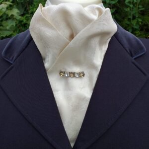 Satin paisley ready tied stock, pre tied stock, Dressage stock tie