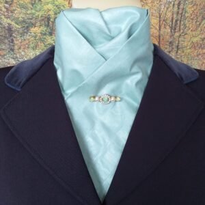 Green ready tied stock, pre tied stock, Dressage stock tie