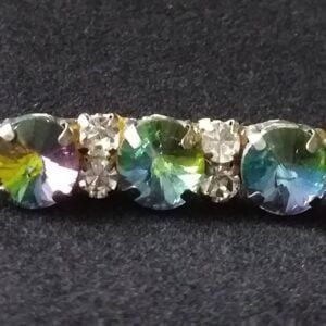 rainbow glass rhinestone stock pin brooch