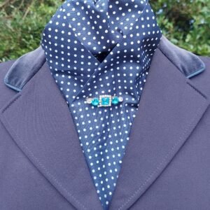 EPT49.  Navy and White Polka Dot Pre Tied Stock Tie