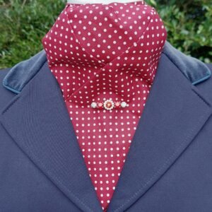 EPT50.  Wine and White Polka Dot Pre Tied Stock Tie