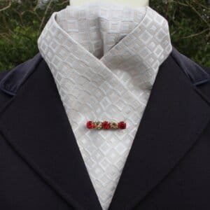 EPT54.  Cream and Metallic Silver Jacquard Pre Tied Stock Tie