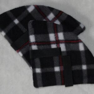 EW04.  Black Check Plaid Fleece Riding Hat Ear Warmers
