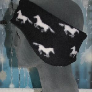 HB01.  White Horse Fleece Headband Ear Warmer
