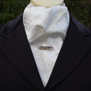 EPT58.  White Brocade/Jacquard Pre Tied Stock Tie